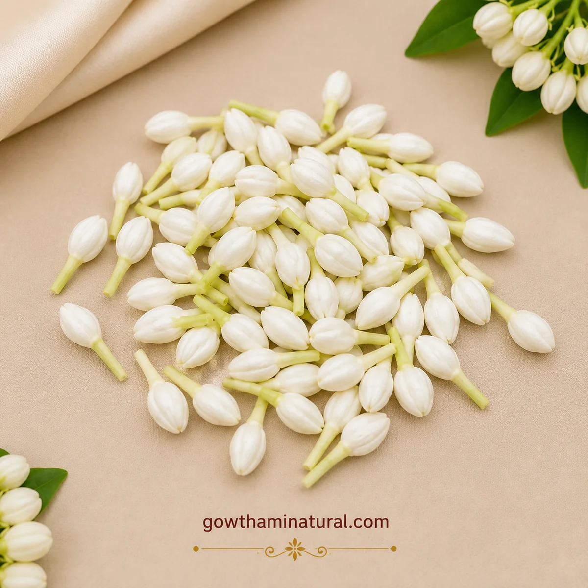 White Artificial Malli Mottu by Gowthami Natural