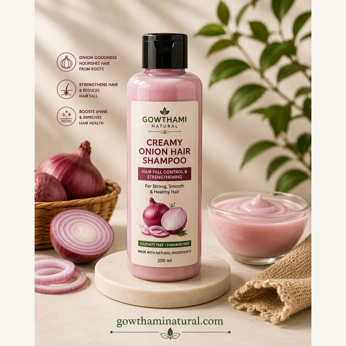 Creamy Onion Hair Shampoo 200 ml by Gowthami Natural